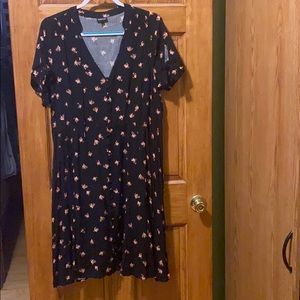 Black with pink flowers dress